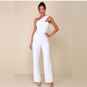 Lulus Elegant One-Shoulder Jumpsuit - Size Medium
